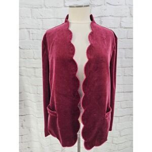 Vintage‎ Velvet Cardigan Large? Scallop Edge Gothic Dark Romance Topper Jacket